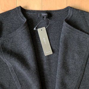 J. Crew NWT Juliette Collarless Sweater-Blazer Heathered Charcoal Size XS